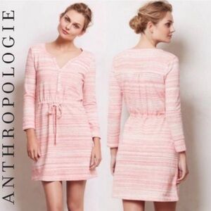 Saturday Sunday by Anthropologie Pink Stripe Knit Dress Soft Cotton Blend XS